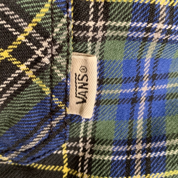 SOLD!Vans Off the Wall Blue Green Flannel Shirt XL - Picture 4 of 8